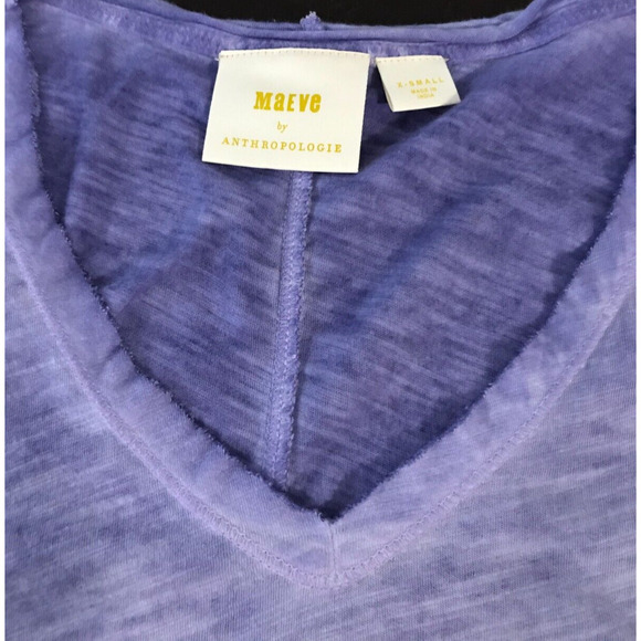 Anthropologie Maeve Arista V-Neck Purple Short-Sleeve T-Shirt - Size Extra Small - Picture 5 of 10